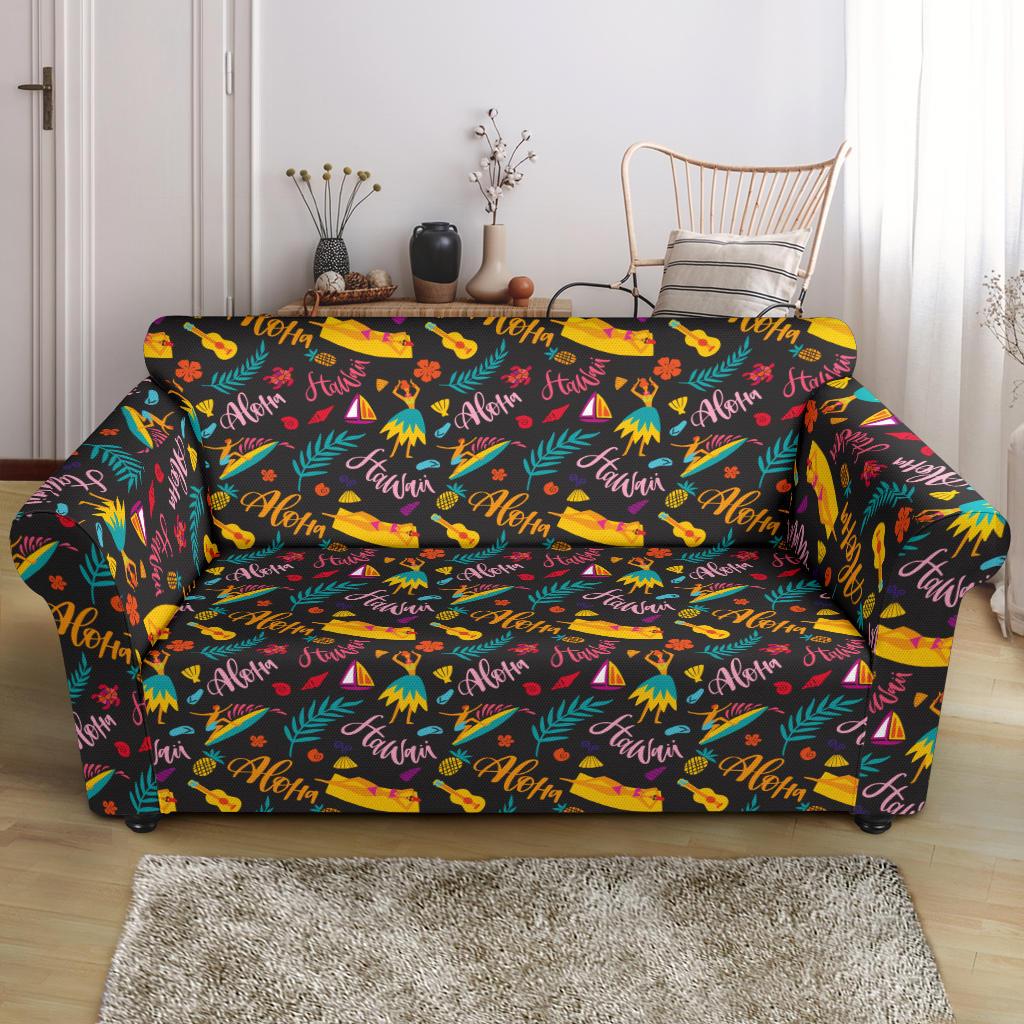 Aloha Hawaii Summer Design Themed Print Loveseat Slipcover-JTAMIGO.COM