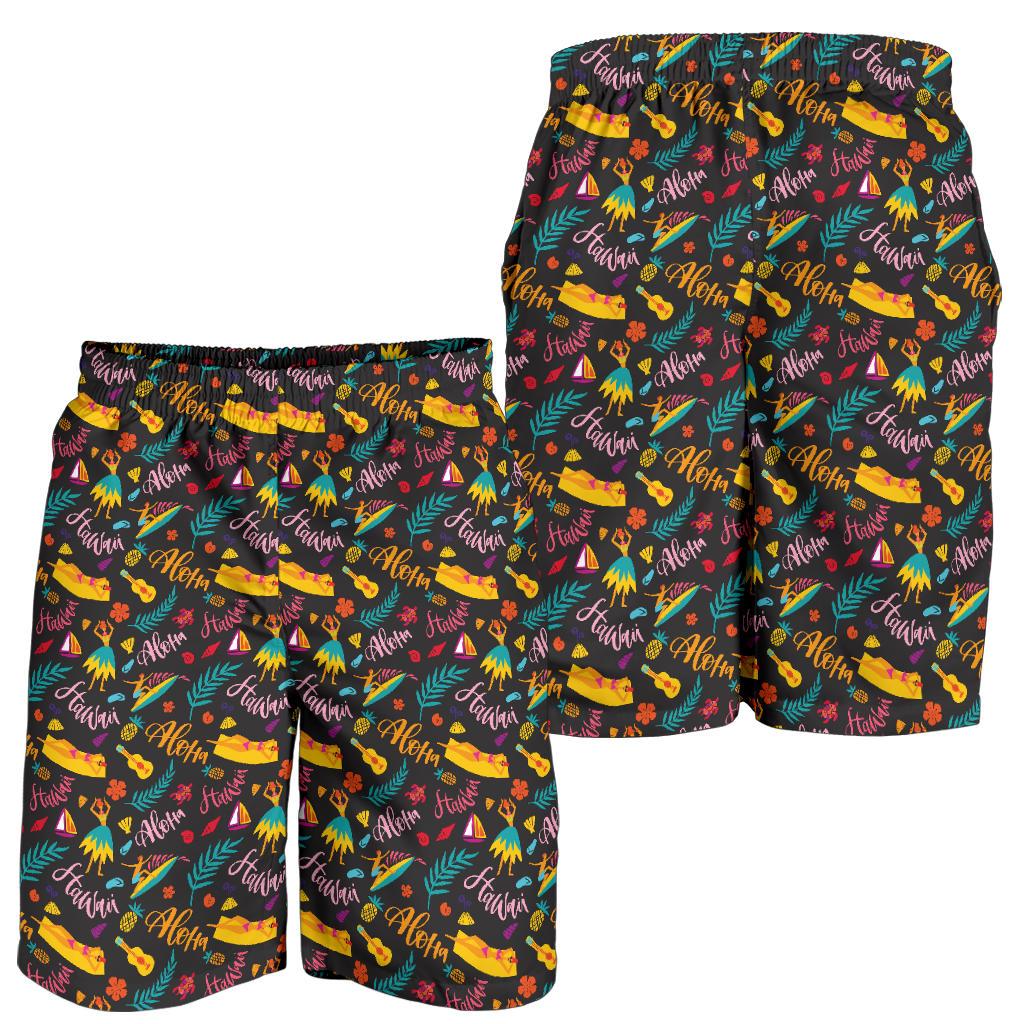 Aloha Hawaii Summer Design Themed Print Mens Shorts-JTAMIGO.COM