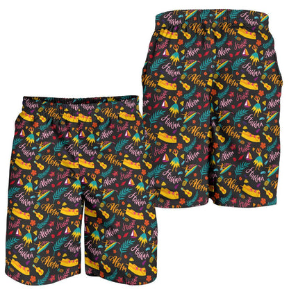 Aloha Hawaii Summer Design Themed Print Mens Shorts-JTAMIGO.COM