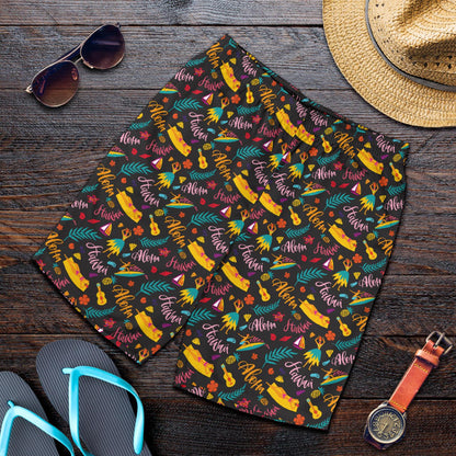 Aloha Hawaii Summer Design Themed Print Mens Shorts-JTAMIGO.COM