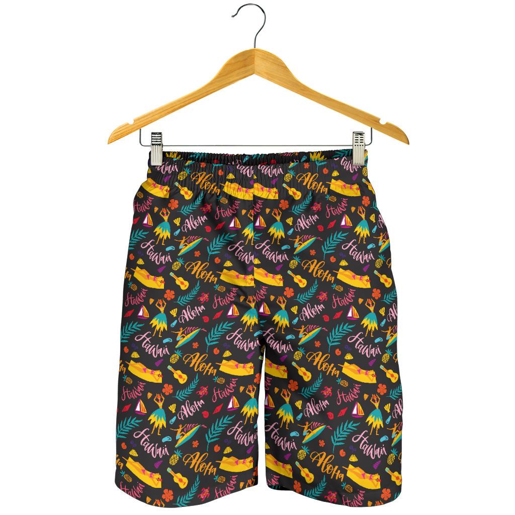 Aloha Hawaii Summer Design Themed Print Mens Shorts-JTAMIGO.COM
