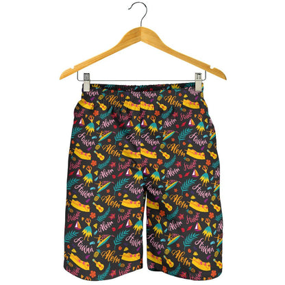 Aloha Hawaii Summer Design Themed Print Mens Shorts-JTAMIGO.COM