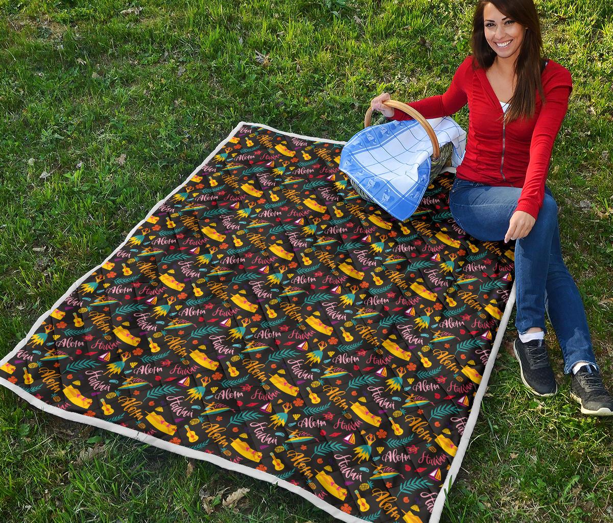Aloha Hawaii Summer Design Themed Print Premium Quilt-JTAMIGO.COM