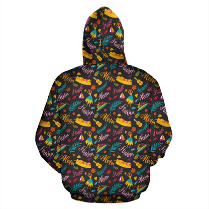 Aloha Hawaii Summer Design Themed Print Pullover Hoodie