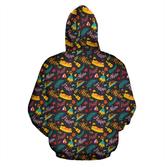Aloha Hawaii Summer Design Themed Print Pullover Hoodie
