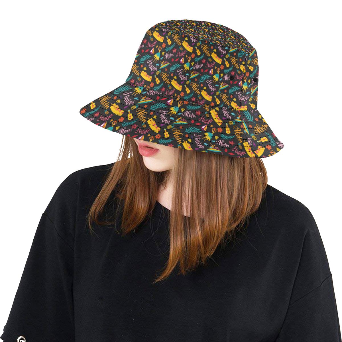 Aloha Hawaii Summer Design Themed Print Unisex Bucket Hat