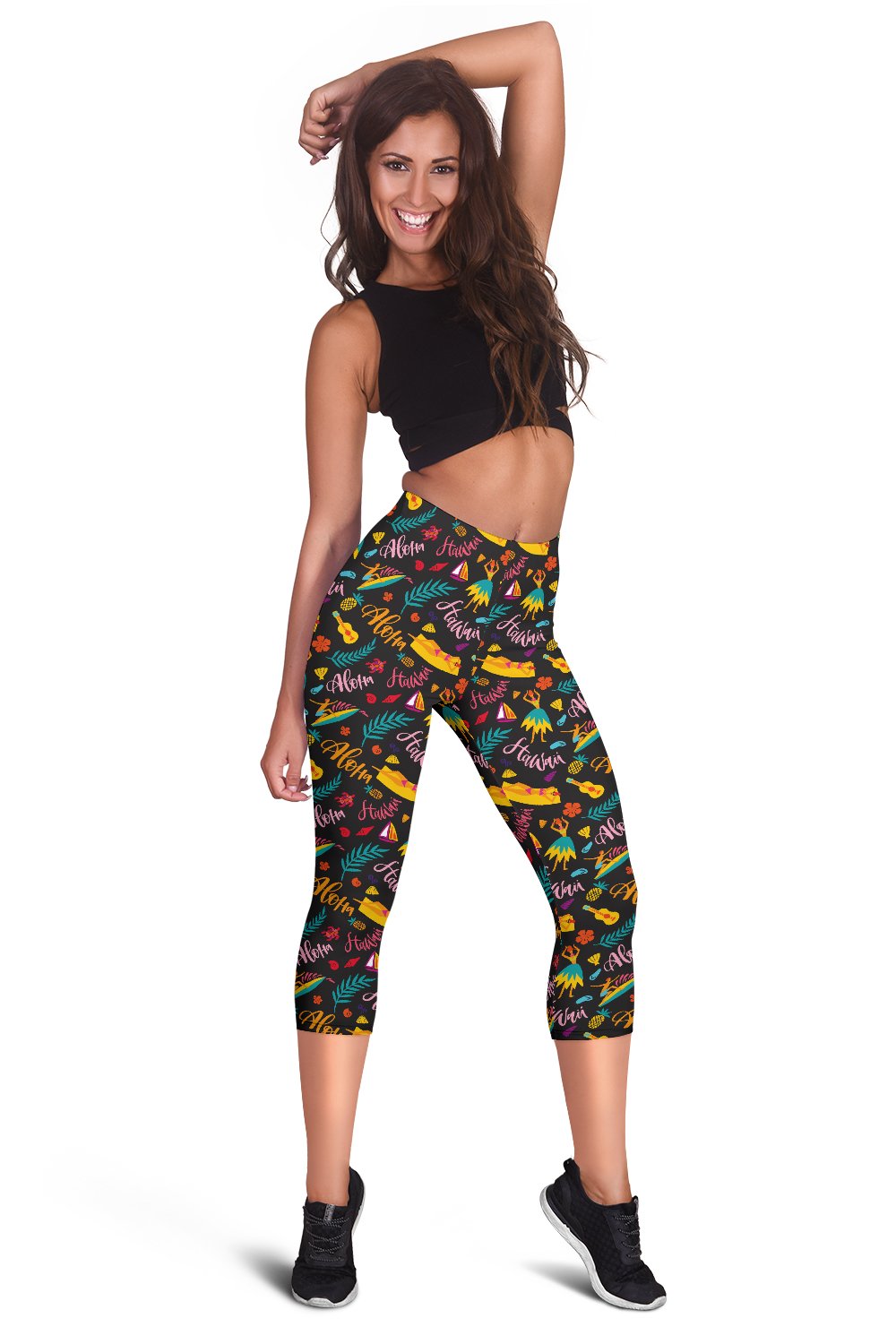 Aloha Hawaii Summer Design Themed Print Women Capris