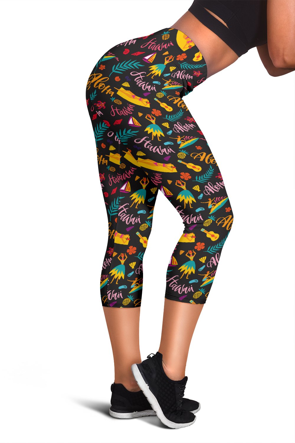 Aloha Hawaii Summer Design Themed Print Women Capris