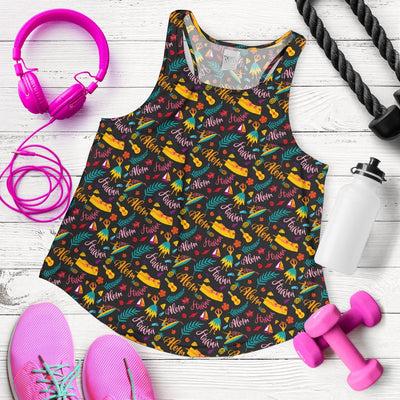 Aloha Hawaii Summer Design Themed Print Women Racerback Tank Top