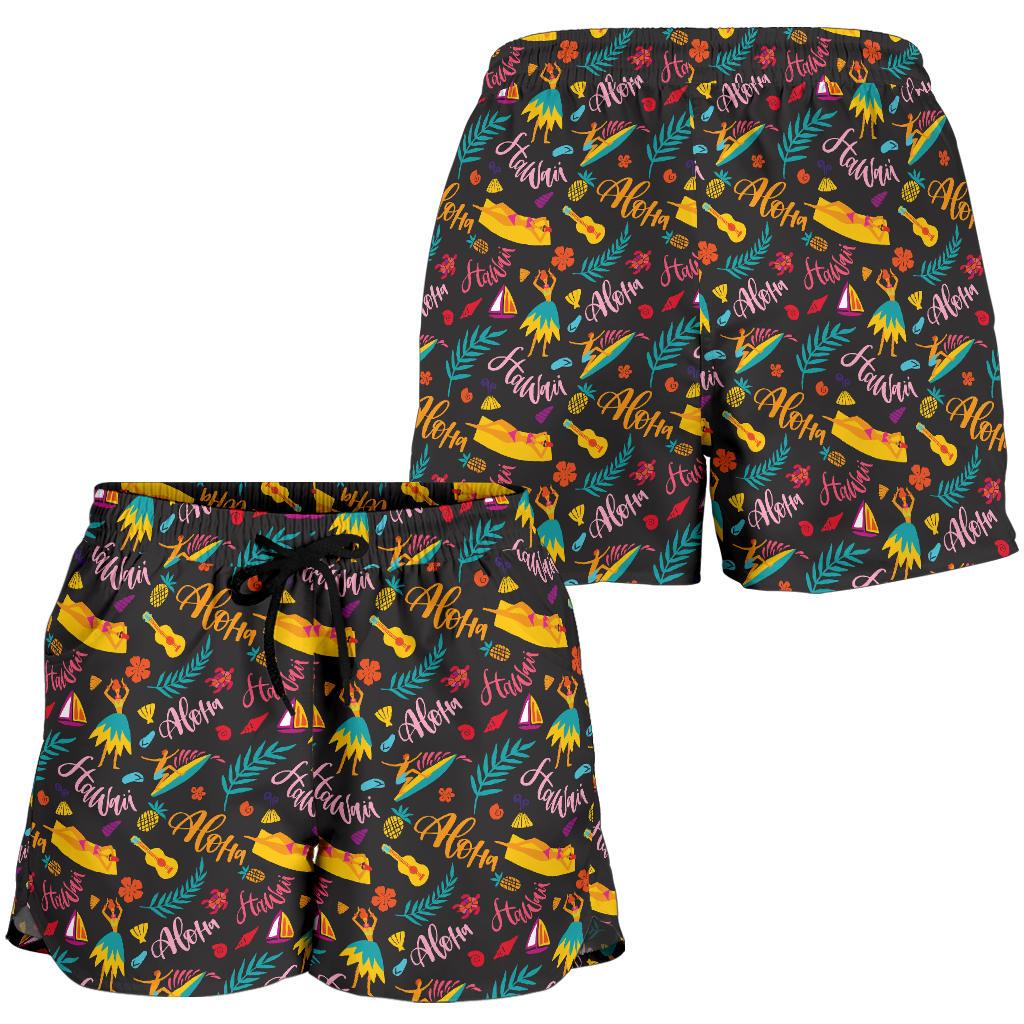 Aloha Hawaii Summer Design Themed Print Women Shorts-JTAMIGO.COM