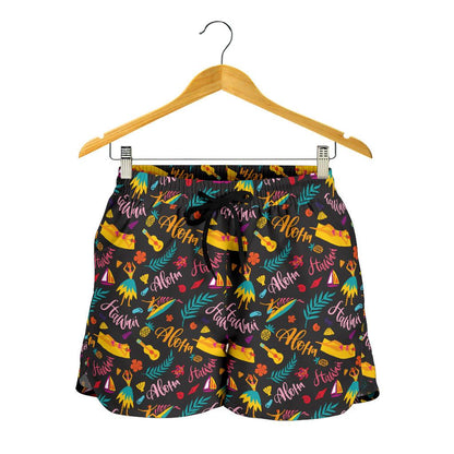 Aloha Hawaii Summer Design Themed Print Women Shorts-JTAMIGO.COM