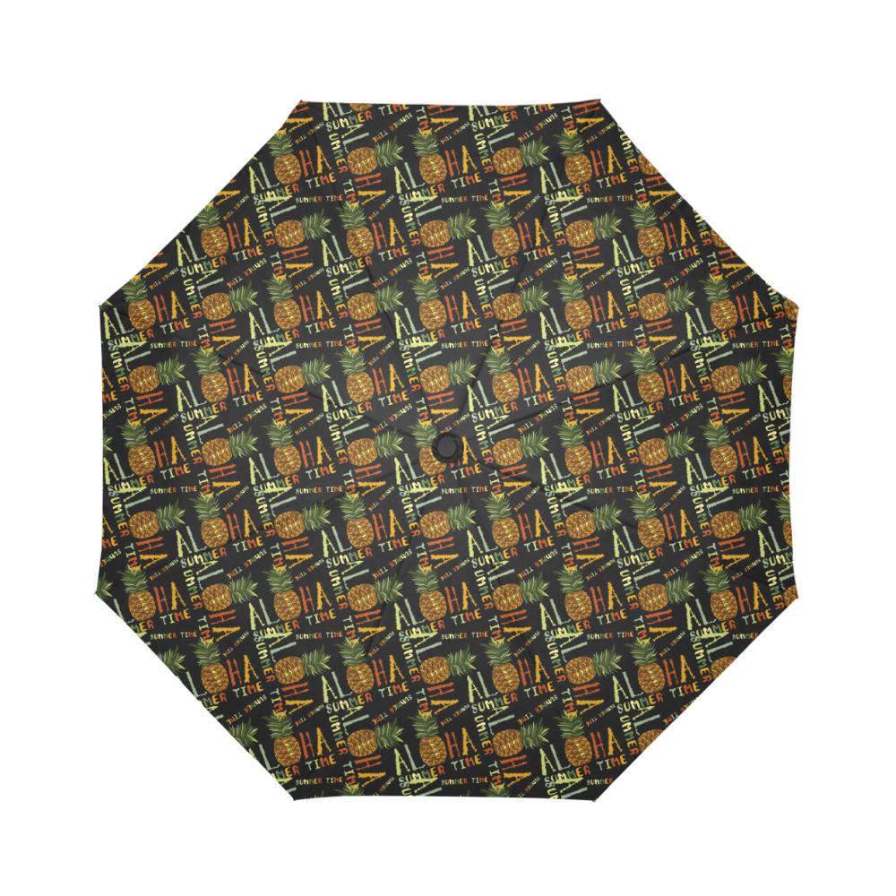 Aloha Hawaii Time Design Themed Print Automatic Foldable Umbrella
