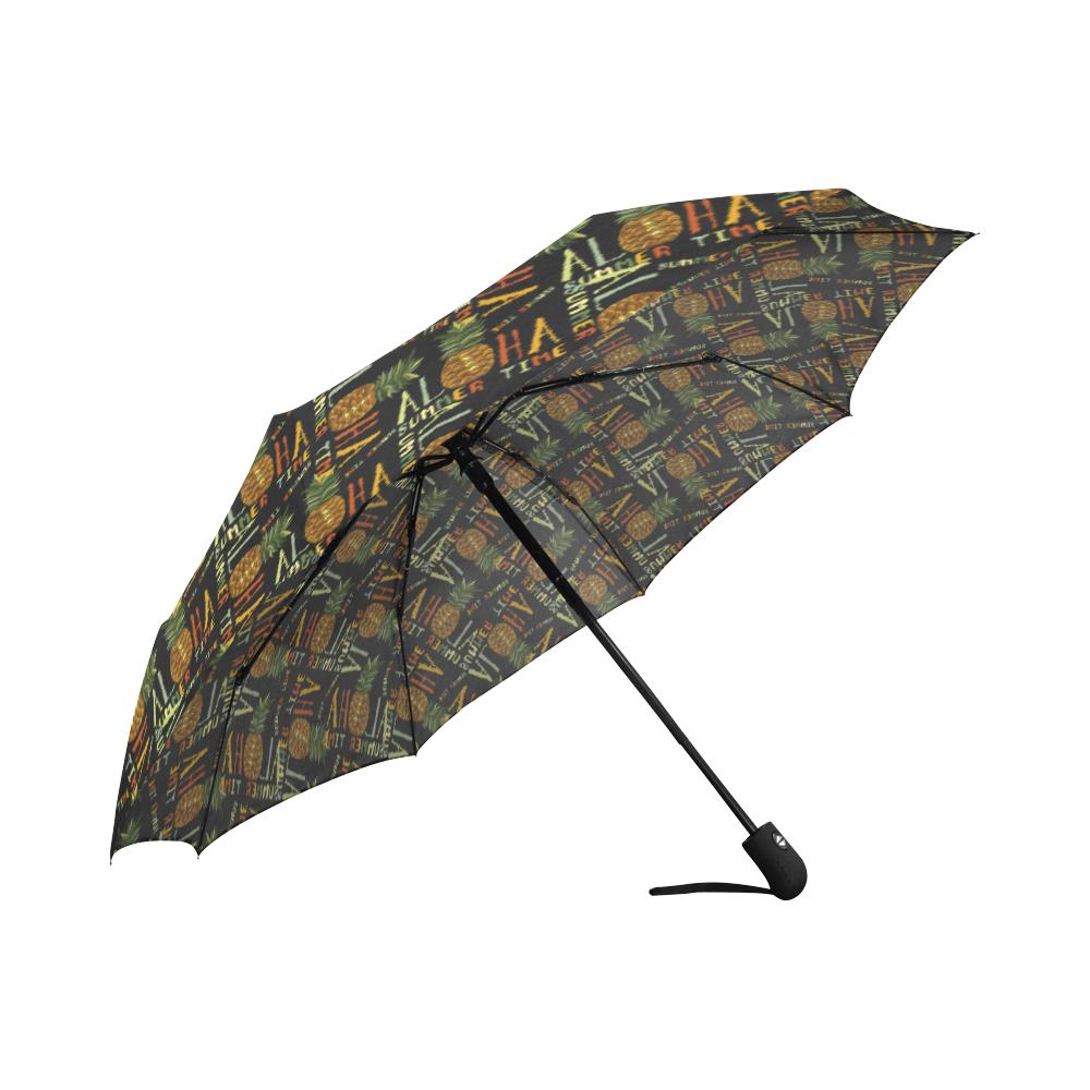 Aloha Hawaii Time Design Themed Print Automatic Foldable Umbrella