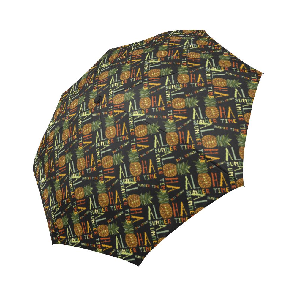 Aloha Hawaii Time Design Themed Print Automatic Foldable Umbrella