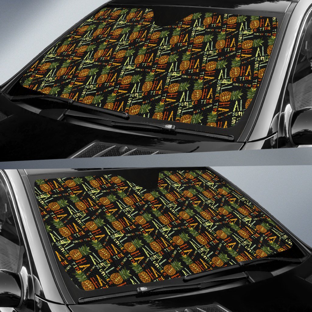 Aloha Hawaii Time Design Themed Print Car Sun Shade For Windshield