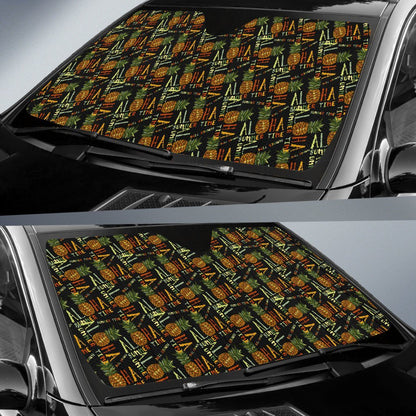Aloha Hawaii Time Design Themed Print Car Sun Shade For Windshield