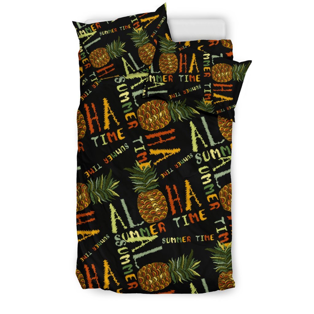 Aloha Hawaii Time Design Themed Print Duvet Cover Bedding Set