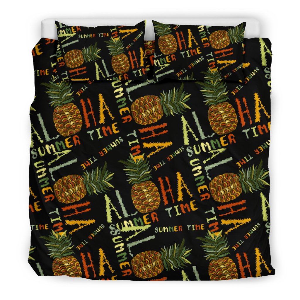Aloha Hawaii Time Design Themed Print Duvet Cover Bedding Set