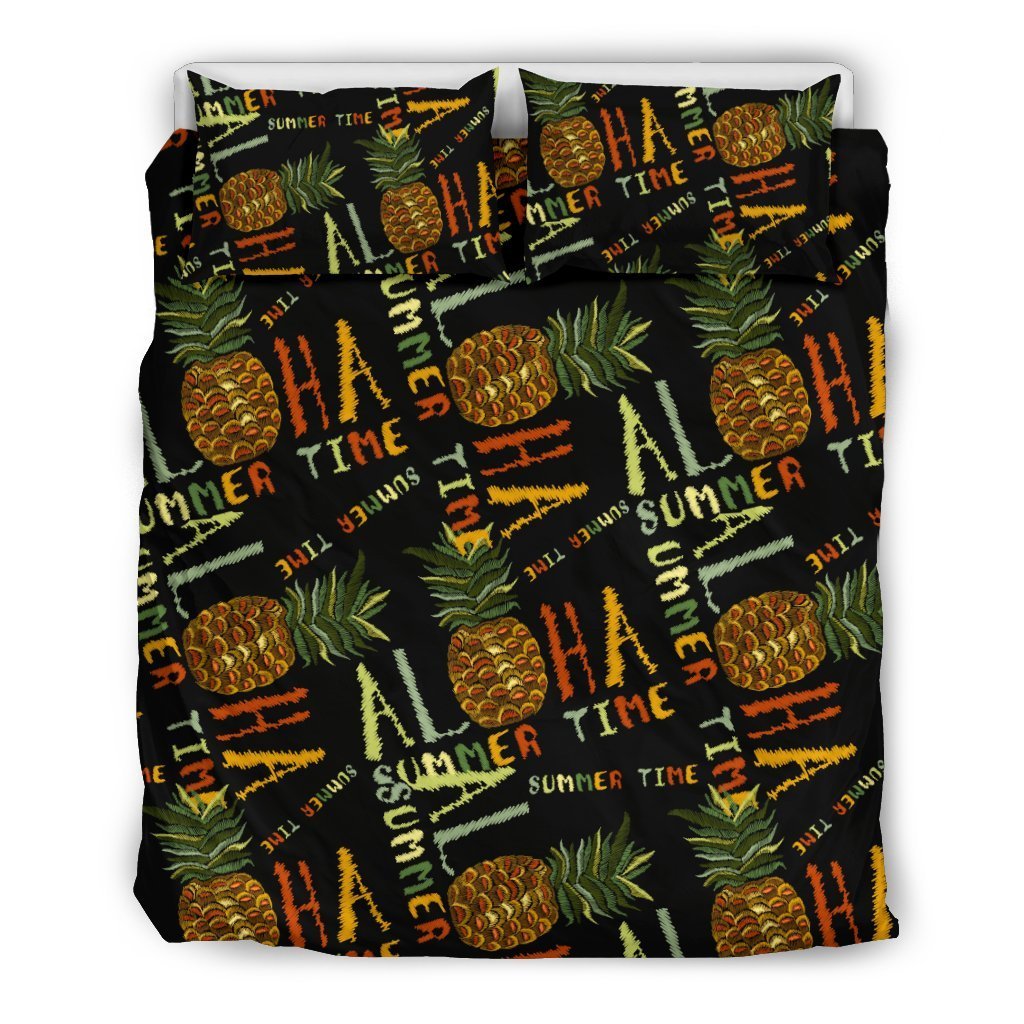 Aloha Hawaii Time Design Themed Print Duvet Cover Bedding Set