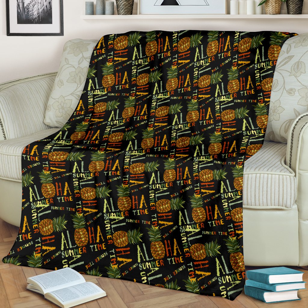 Aloha Hawaii Time Design Themed Print Fleece Blanket