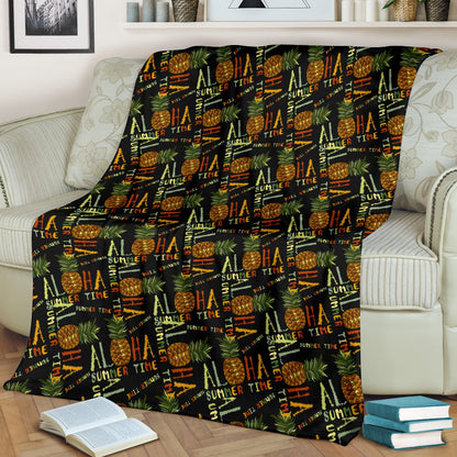 Aloha Hawaii Time Design Themed Print Fleece Blanket