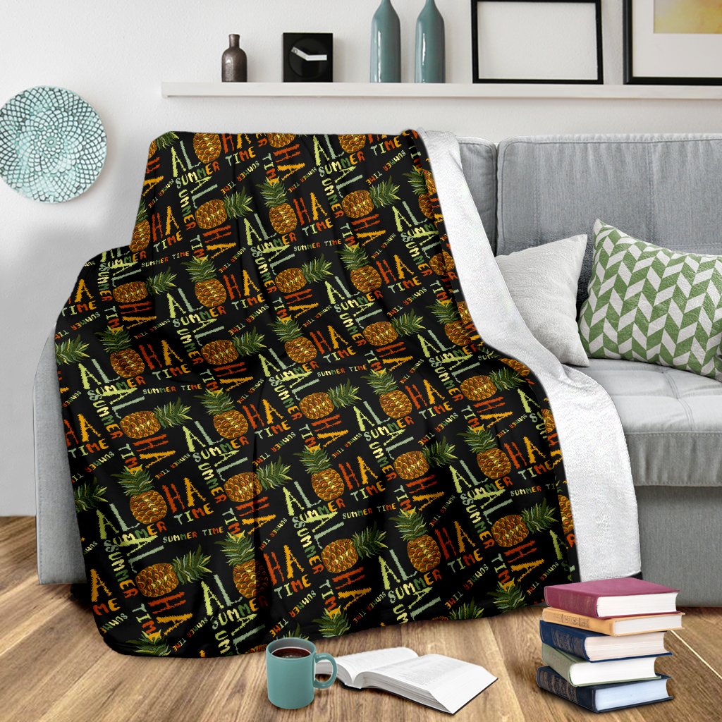 Aloha Hawaii Time Design Themed Print Fleece Blanket