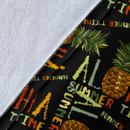 Aloha Hawaii Time Design Themed Print Fleece Blanket