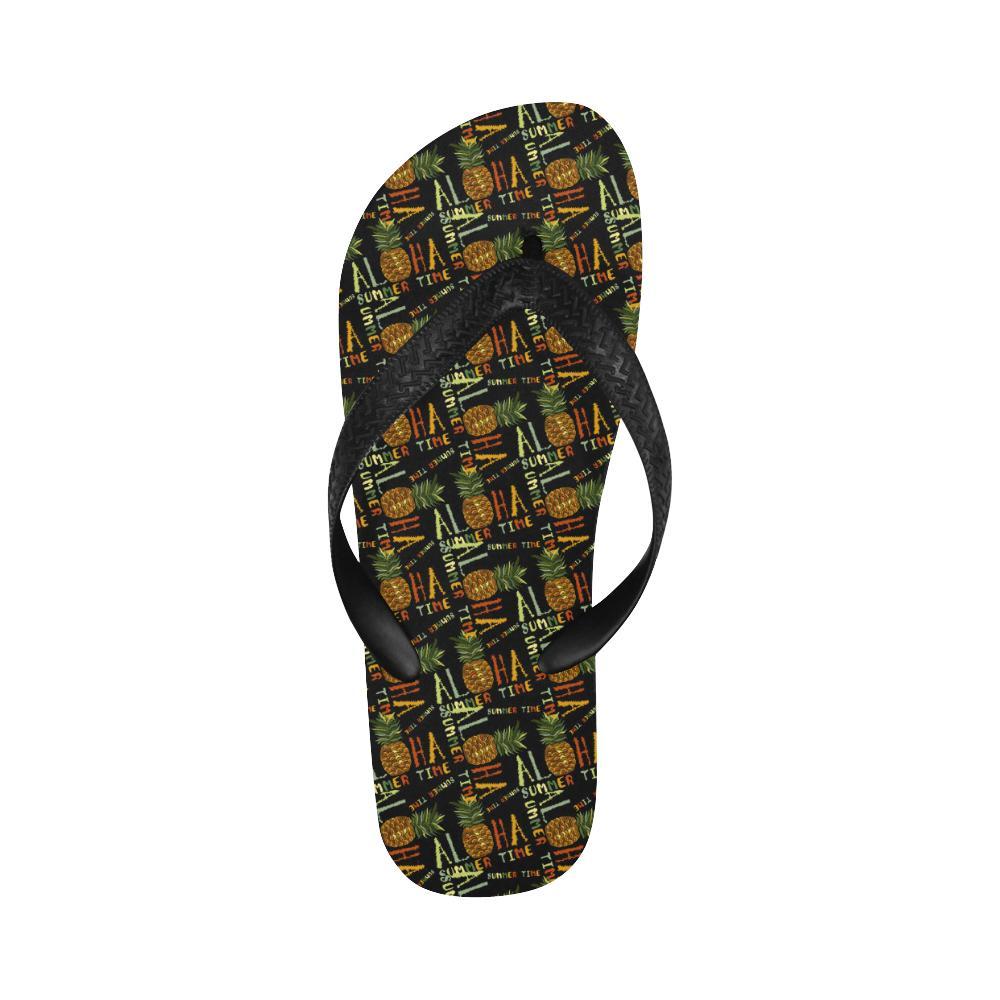 Aloha Hawaii Time Design Themed Print Flip Flops-JTAMIGO.COM