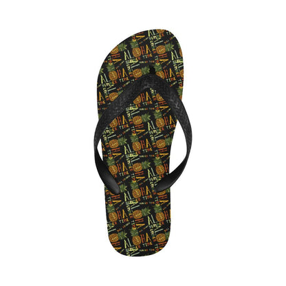 Aloha Hawaii Time Design Themed Print Flip Flops-JTAMIGO.COM