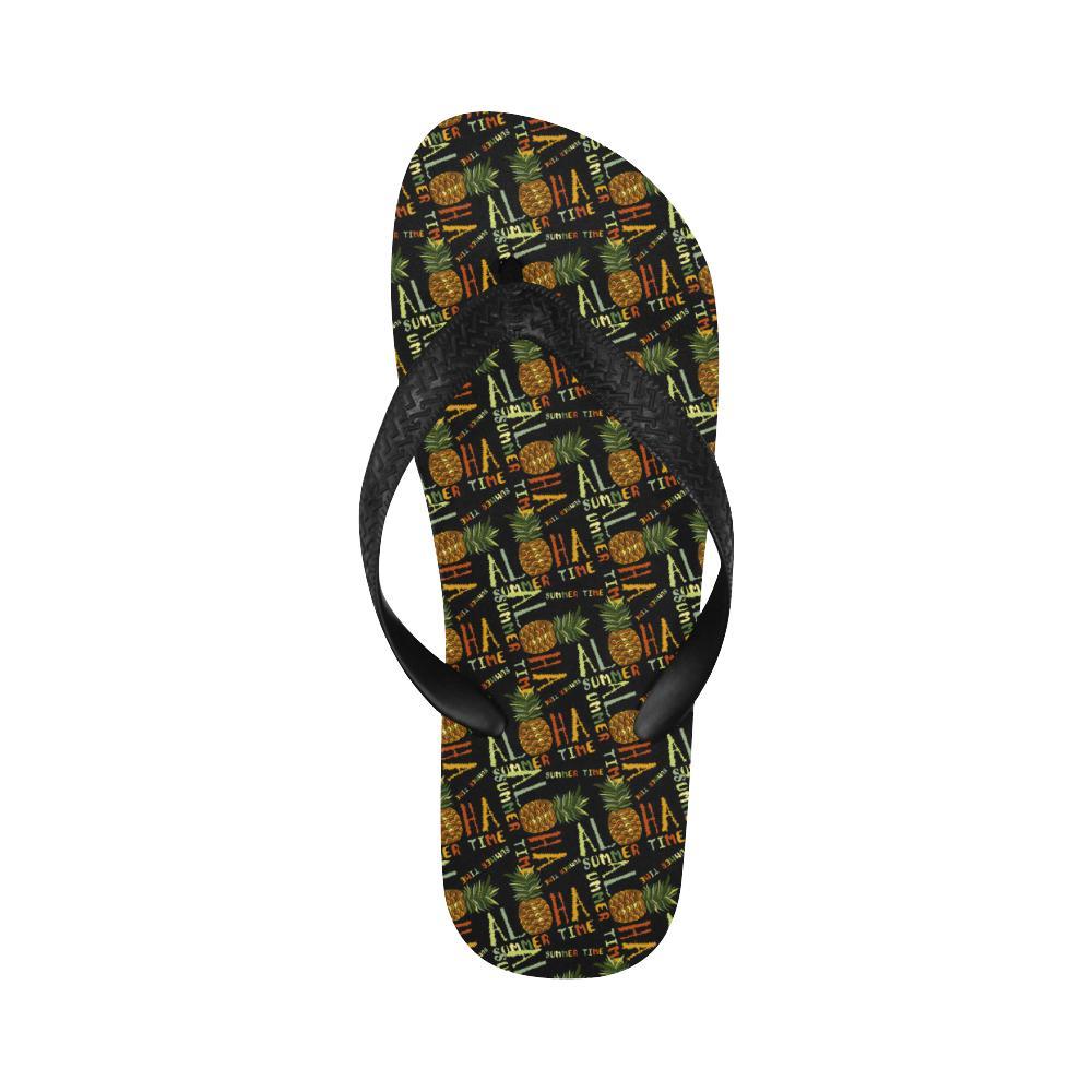 Aloha Hawaii Time Design Themed Print Flip Flops-JTAMIGO.COM