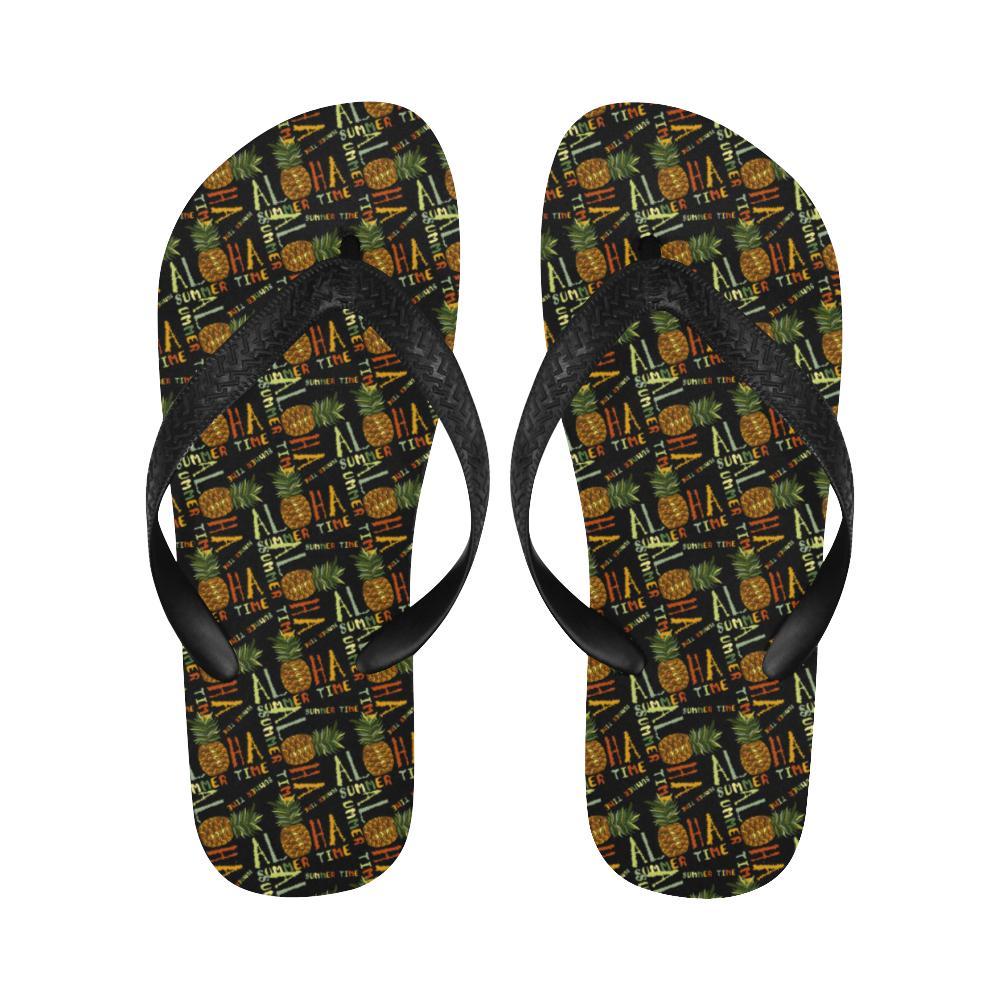 Aloha Hawaii Time Design Themed Print Flip Flops-JTAMIGO.COM