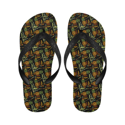 Aloha Hawaii Time Design Themed Print Flip Flops-JTAMIGO.COM