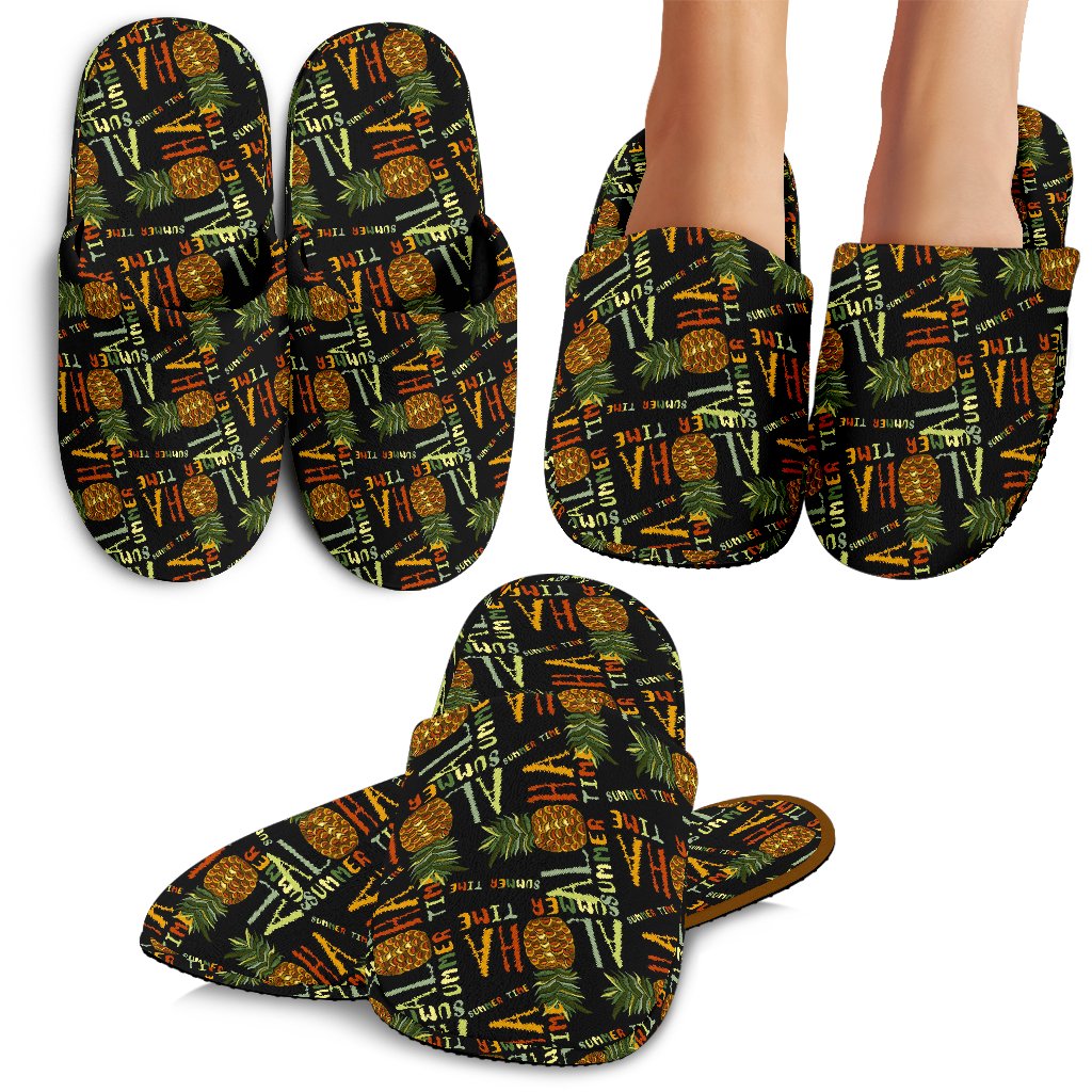 Aloha Hawaii Time Design Themed Print House Slippers