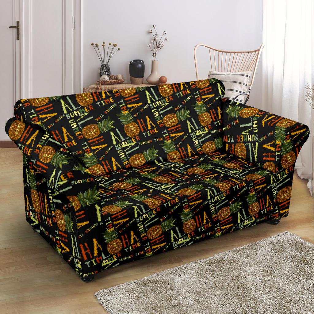 Aloha Hawaii Time Design Themed Print Loveseat Slipcover-JTAMIGO.COM