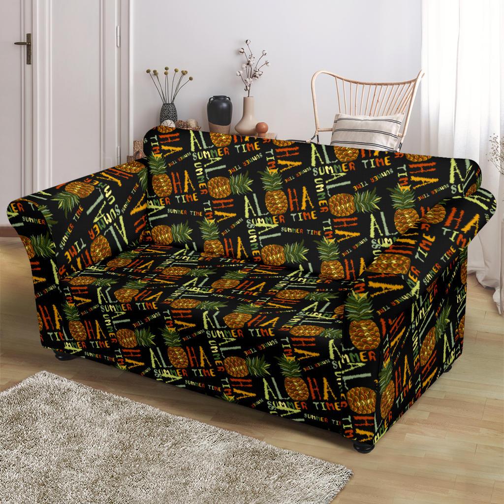 Aloha Hawaii Time Design Themed Print Loveseat Slipcover-JTAMIGO.COM