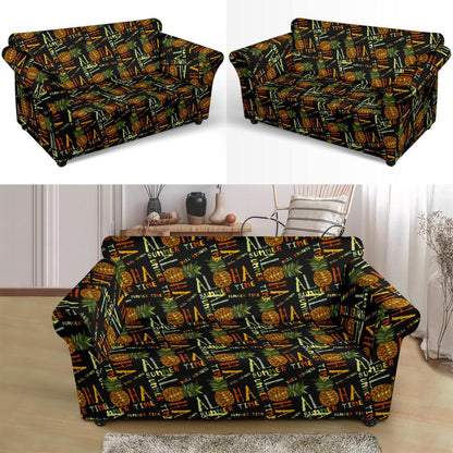 Aloha Hawaii Time Design Themed Print Loveseat Slipcover-JTAMIGO.COM