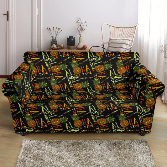 Aloha Hawaii Time Design Themed Print Loveseat Slipcover-JTAMIGO.COM