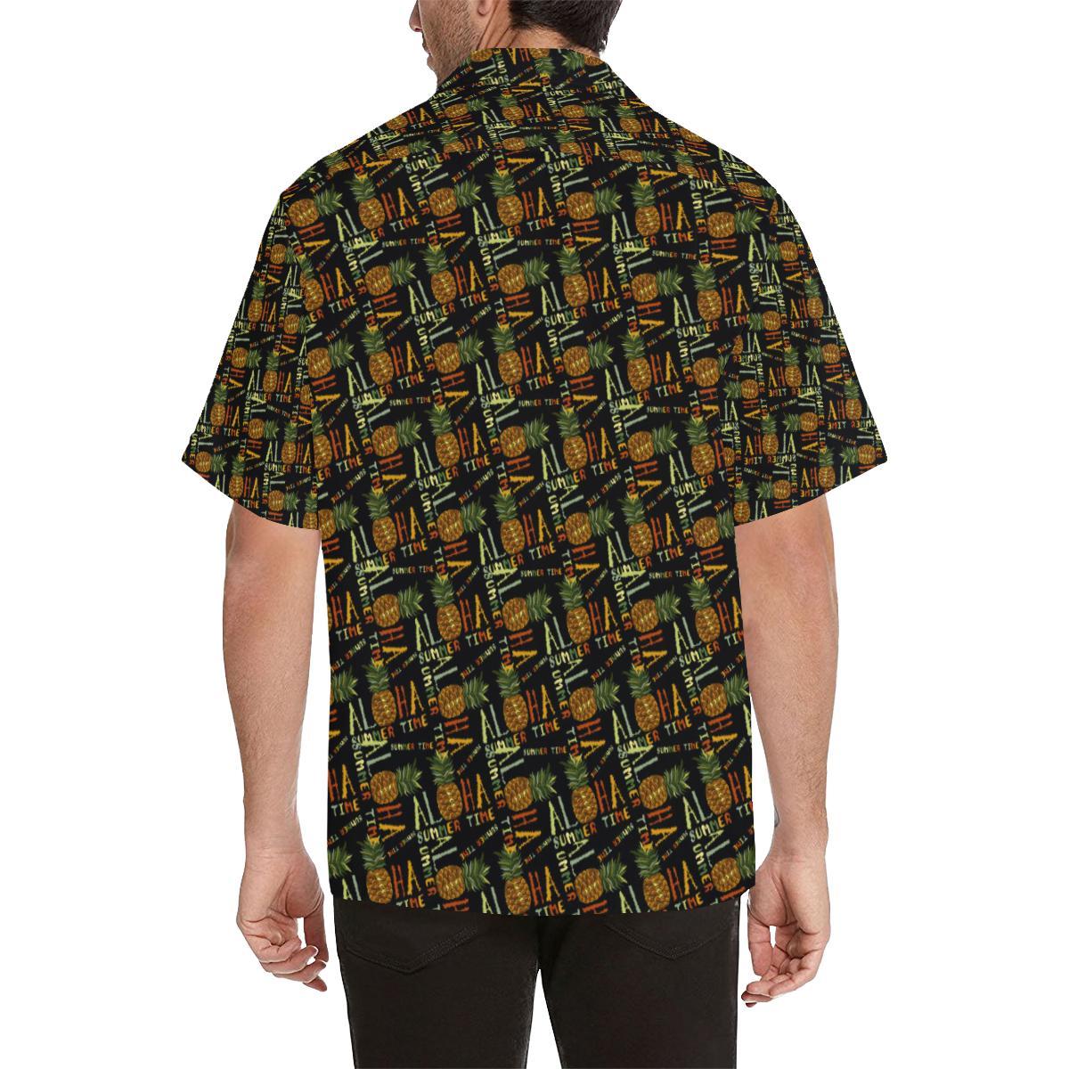 Aloha Hawaii Time Design Themed Print Men Aloha Hawaiian Shirt