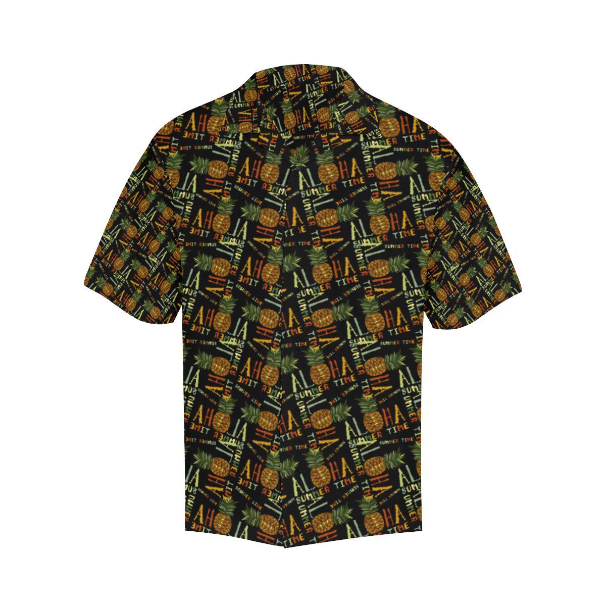 Aloha Hawaii Time Design Themed Print Men Aloha Hawaiian Shirt