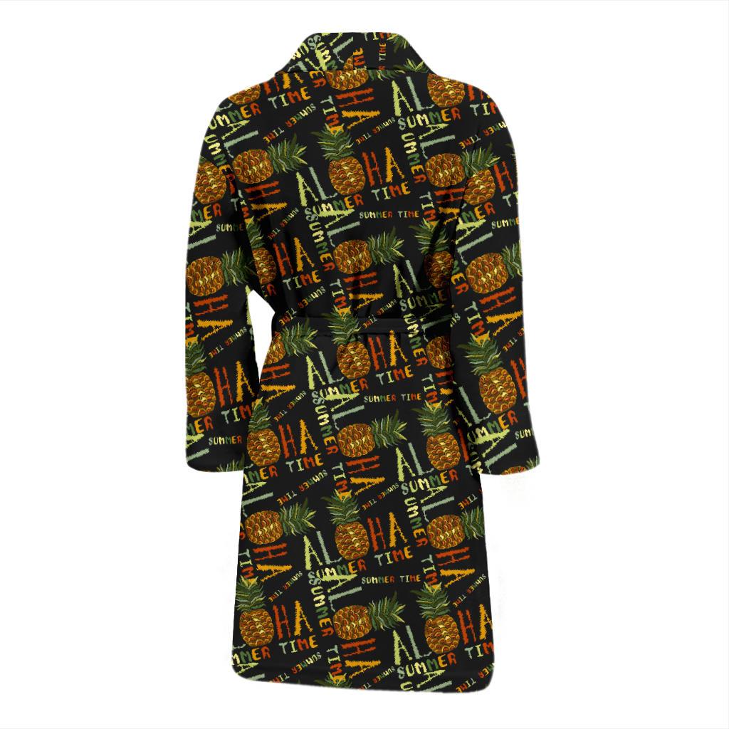 Aloha Hawaii Time Design Themed Print Men Bath Robe-JTAMIGO.COM