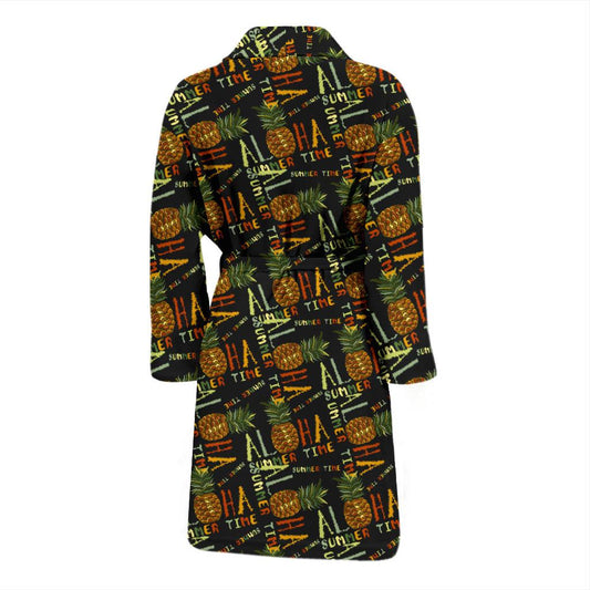 Aloha Hawaii Time Design Themed Print Men Bath Robe-JTAMIGO.COM