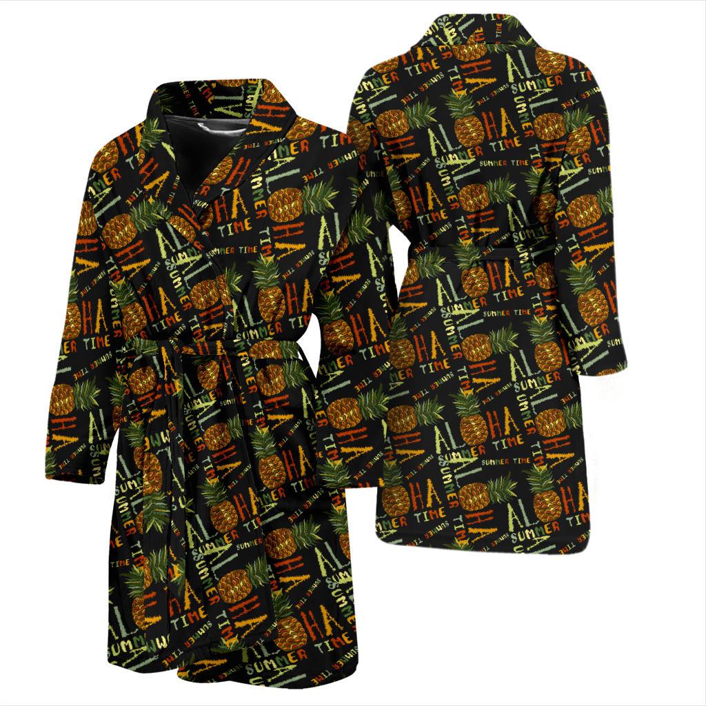 Aloha Hawaii Time Design Themed Print Men Bath Robe-JTAMIGO.COM