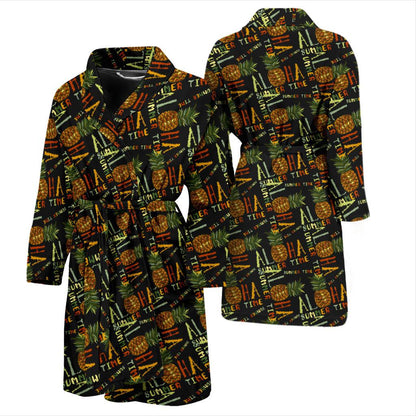 Aloha Hawaii Time Design Themed Print Men Bath Robe-JTAMIGO.COM