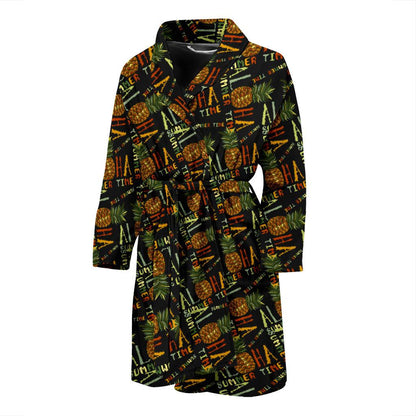 Aloha Hawaii Time Design Themed Print Men Bath Robe-JTAMIGO.COM
