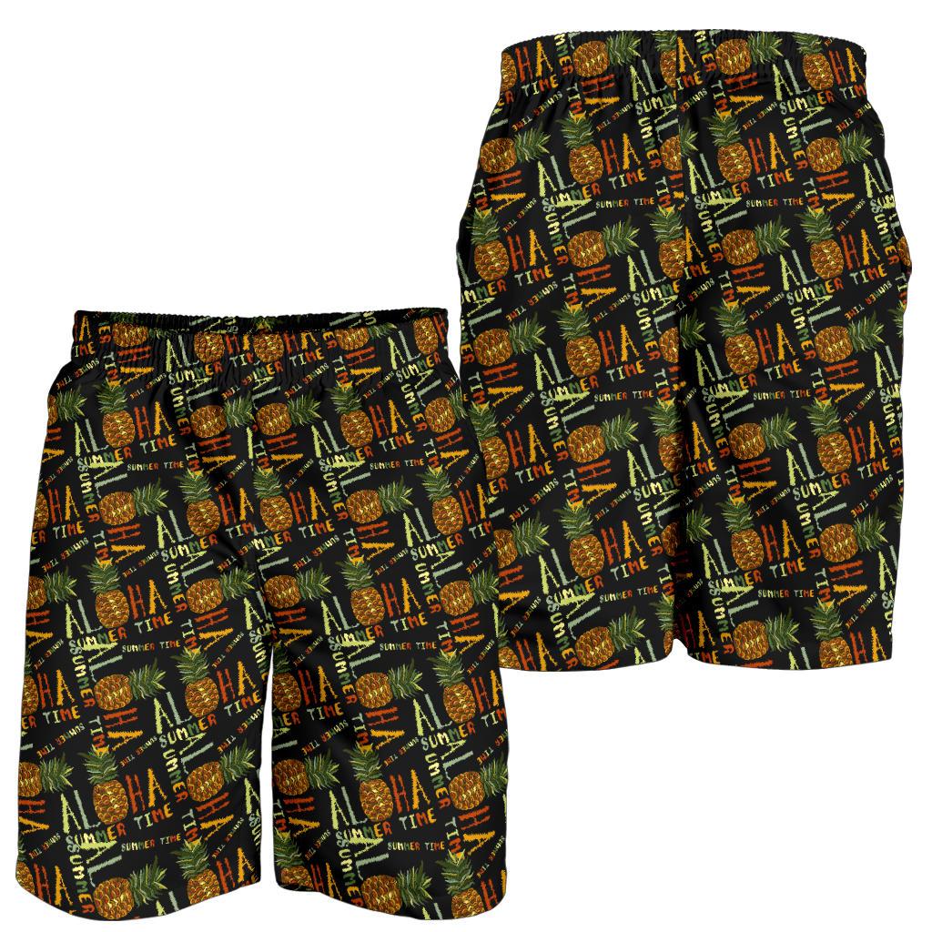 Aloha Hawaii Time Design Themed Print Mens Shorts-JTAMIGO.COM