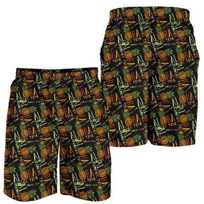 Aloha Hawaii Time Design Themed Print Mens Shorts-JTAMIGO.COM