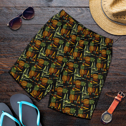 Aloha Hawaii Time Design Themed Print Mens Shorts-JTAMIGO.COM
