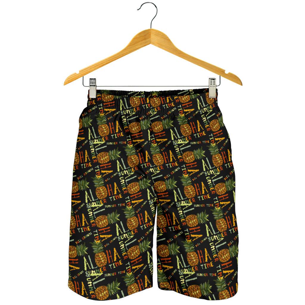Aloha Hawaii Time Design Themed Print Mens Shorts-JTAMIGO.COM