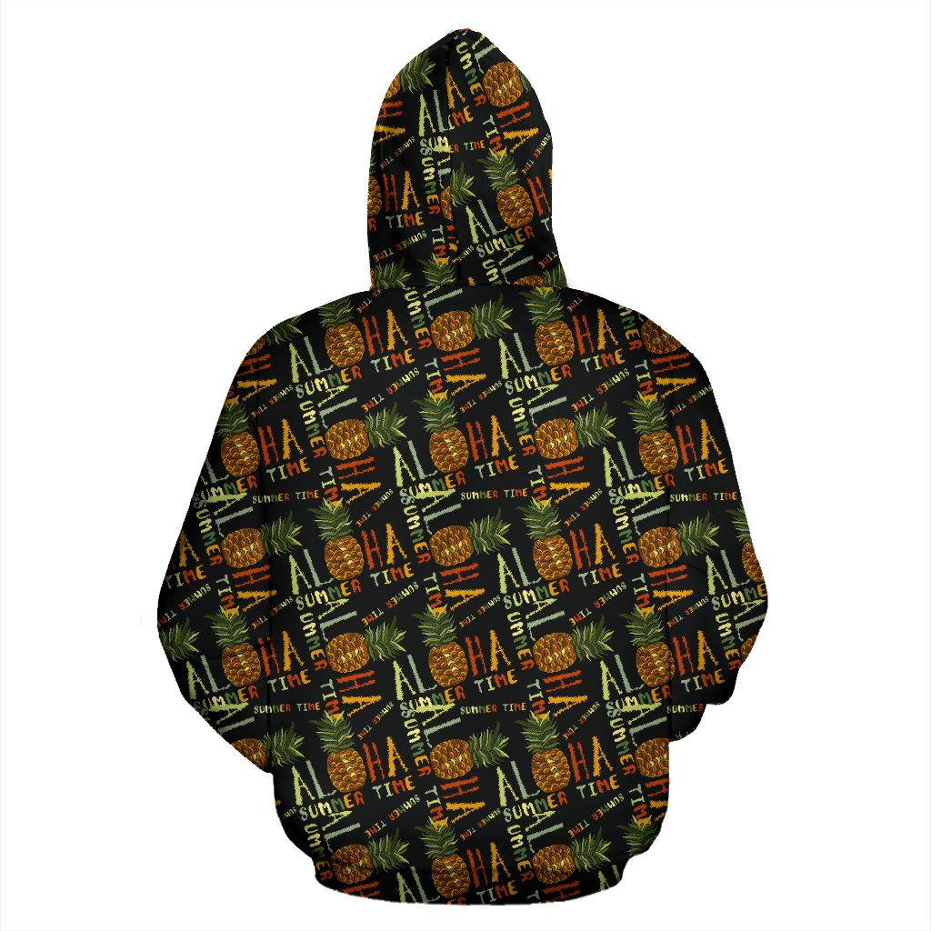 Aloha Hawaii Time Design Themed Print Pullover Hoodie