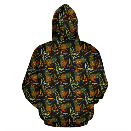 Aloha Hawaii Time Design Themed Print Pullover Hoodie